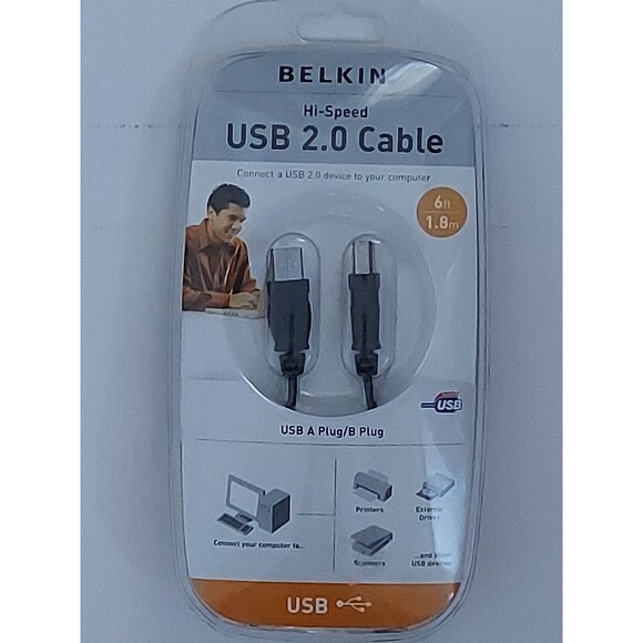 Belkin Hi-Speed 6ft USB 2.0 Cable F3U133v06 - Picture 1 of 2